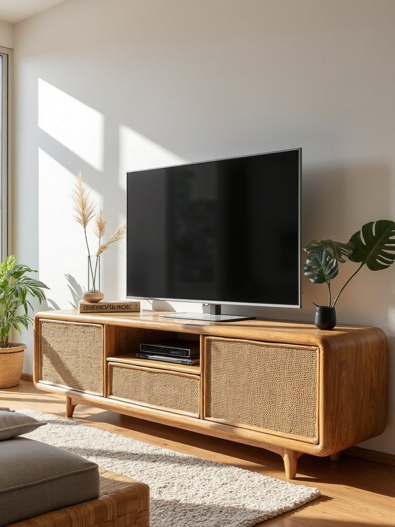 coastal minimalist rattan entertainment centers