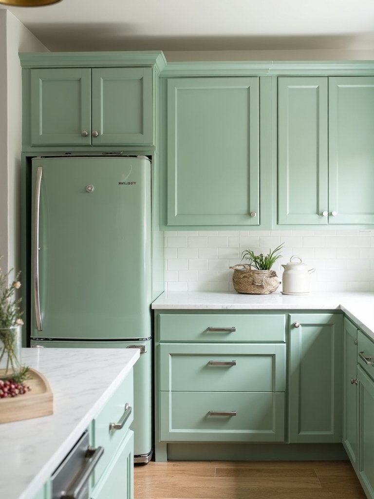 cohesive sage green kitchen appliances