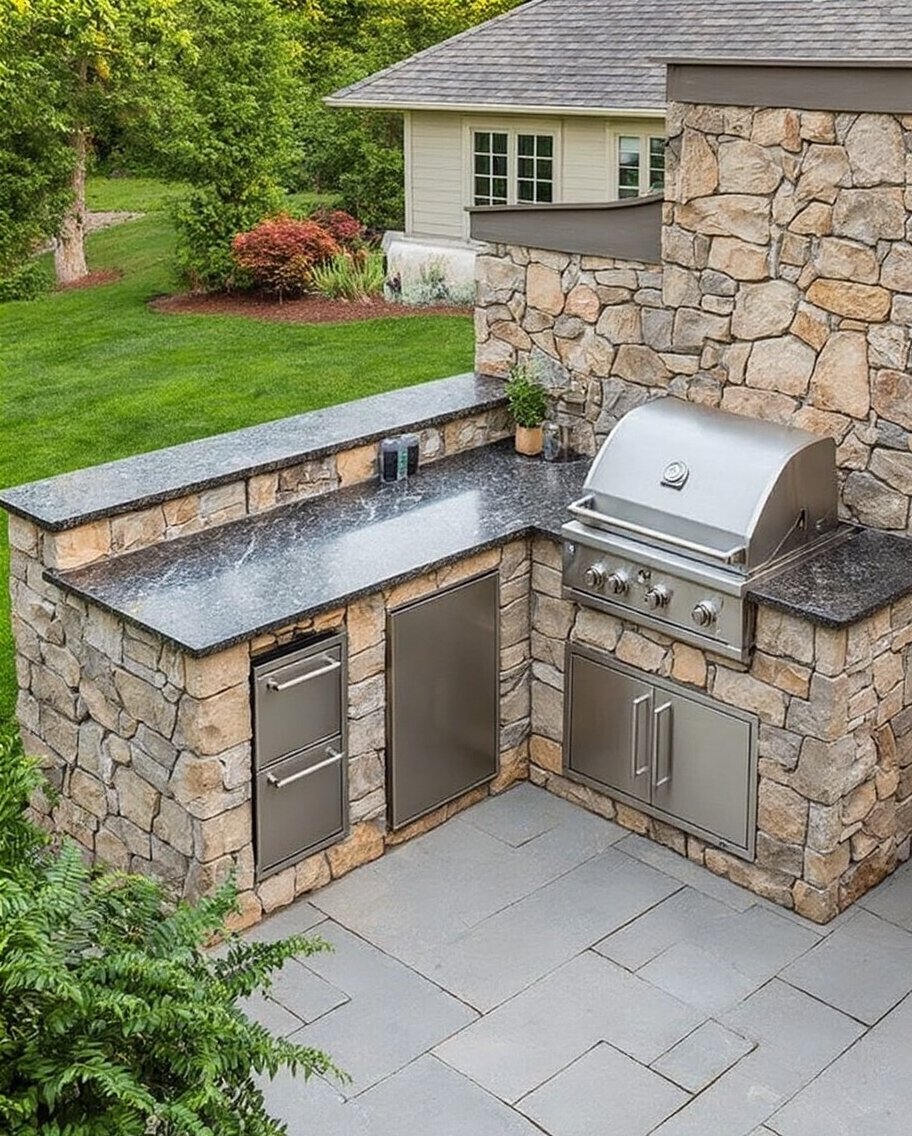 compact stone kitchen corner solution