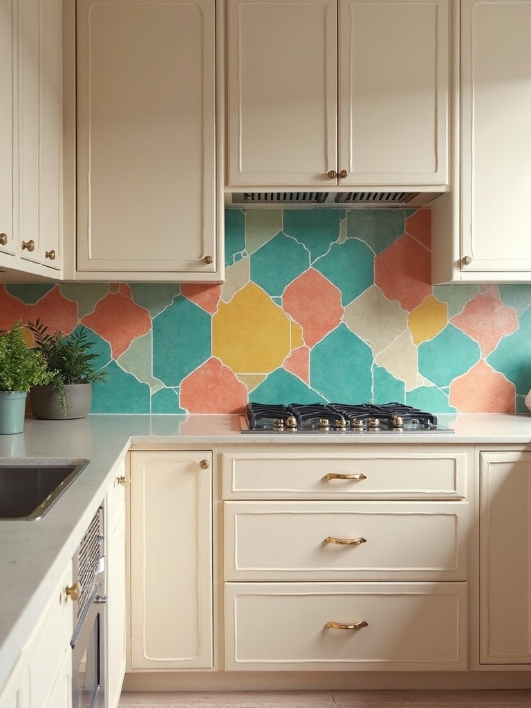 eclectic colorful backsplash tile inspiration