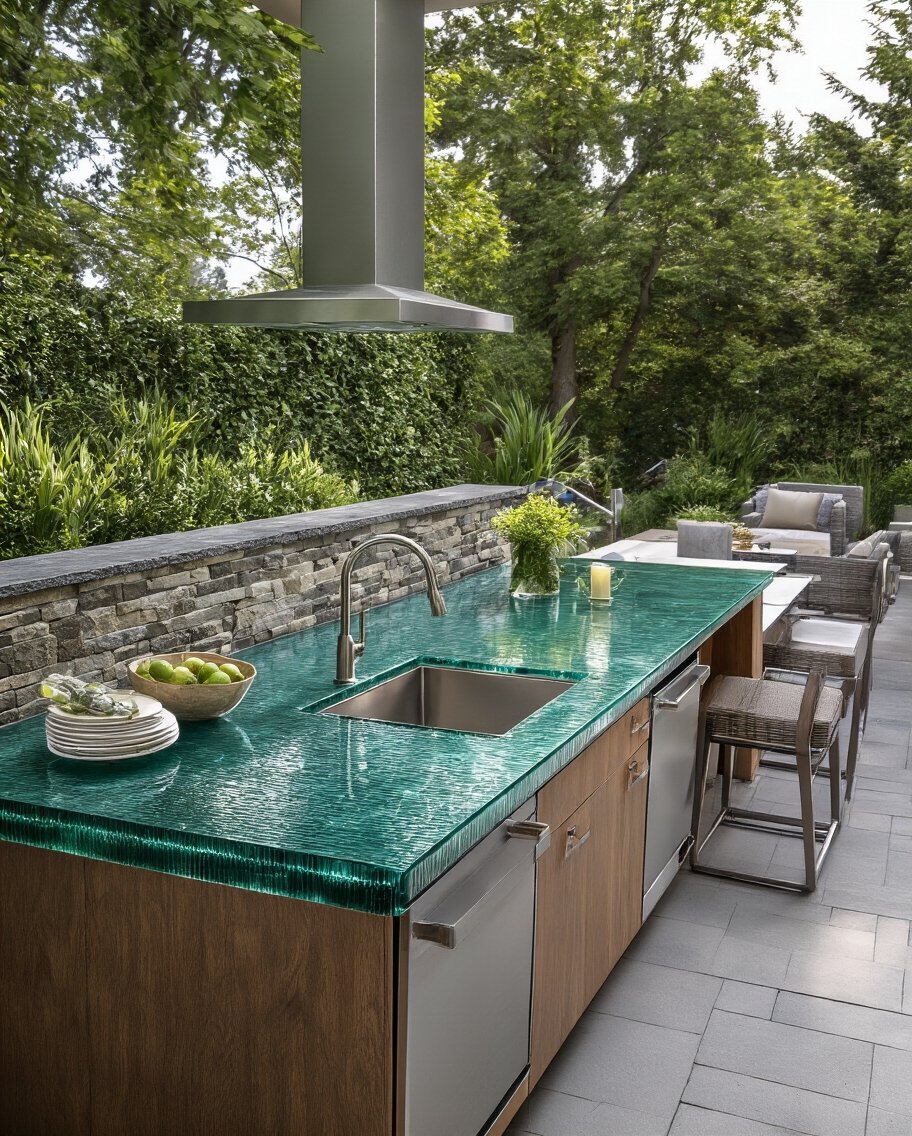 eco friendly durable customizable glass countertops