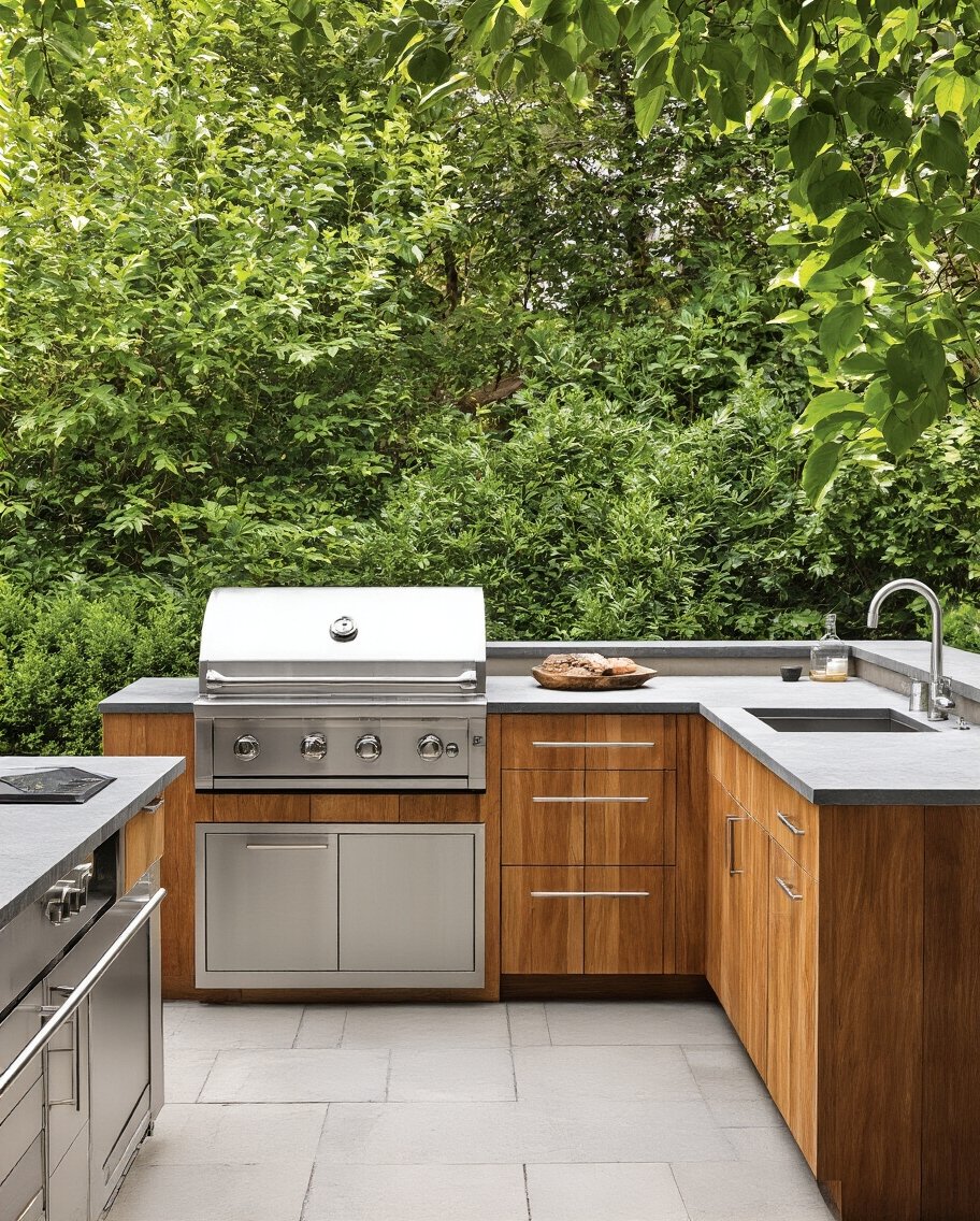efficient stylish l shaped outdoor kitchen