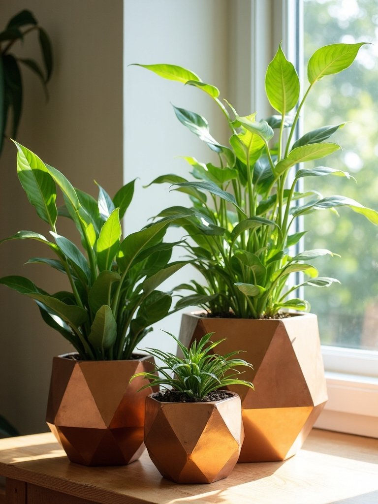 geometric metal planters with bohemian charm