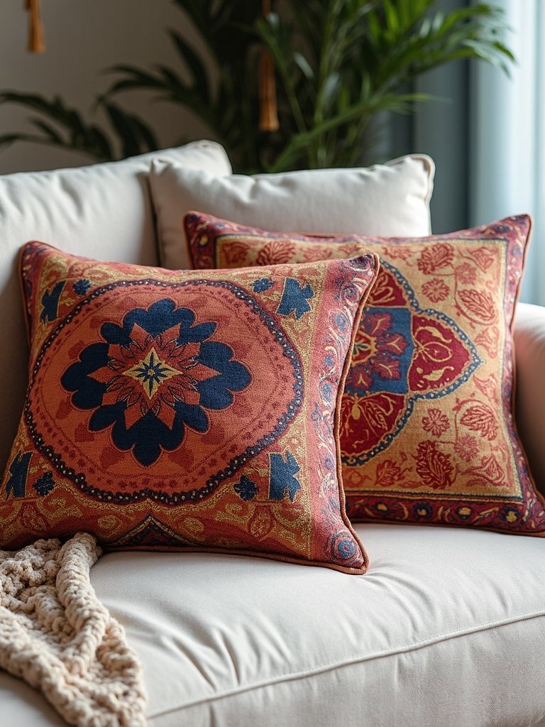 global boho embroidered pillows