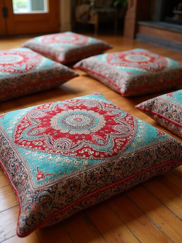 globally inspired handcrafted bohemian floor cushions