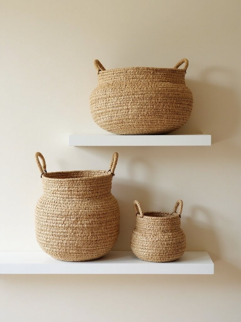 handcrafted natural seagrass storage baskets