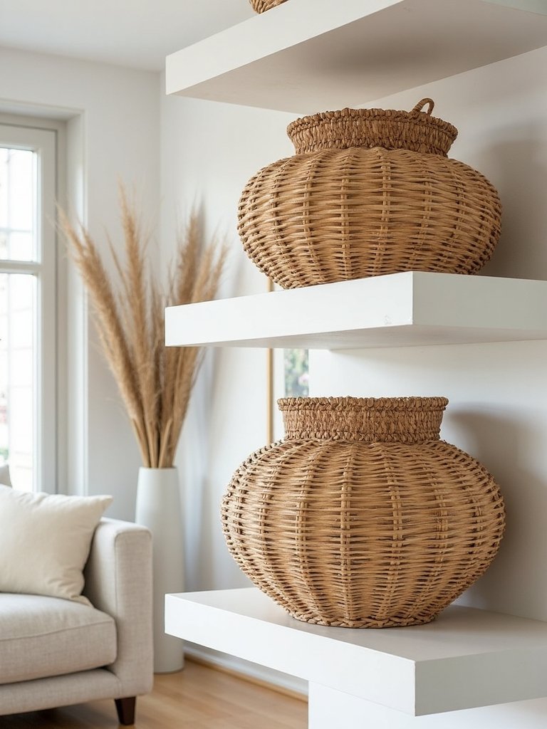 handwoven rattan storage baskets set