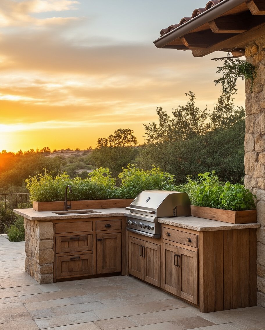 integrated outdoor herb garden countertops