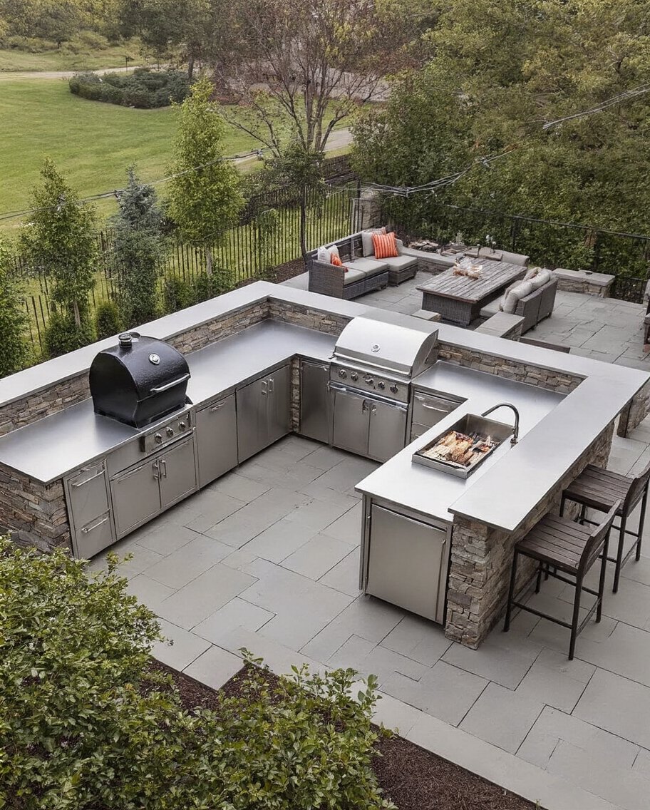 integrated outdoor kitchen smoker transformation
