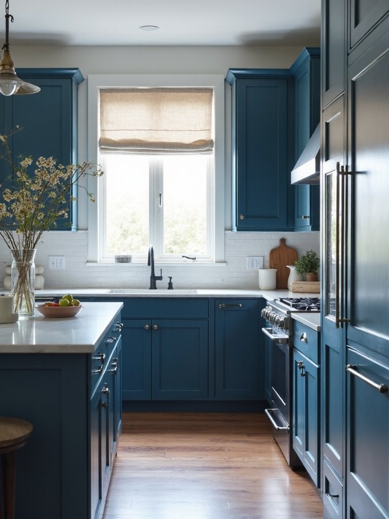 layered monochromatic blue palette depth