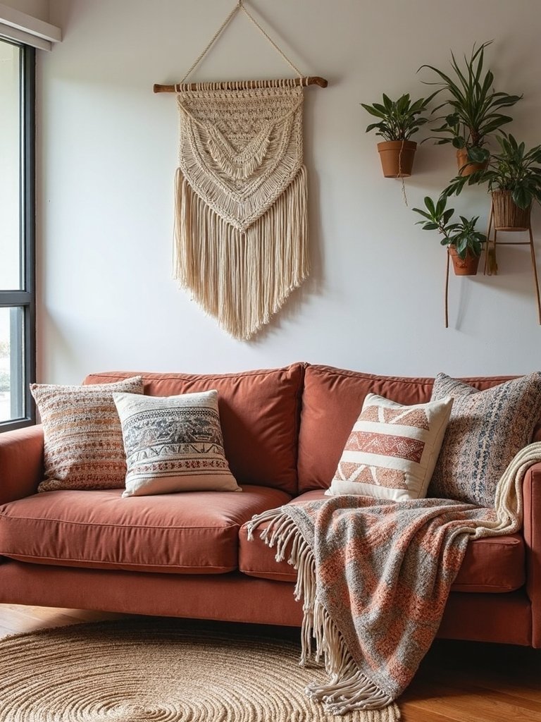 layered patterned textured bohemian decor