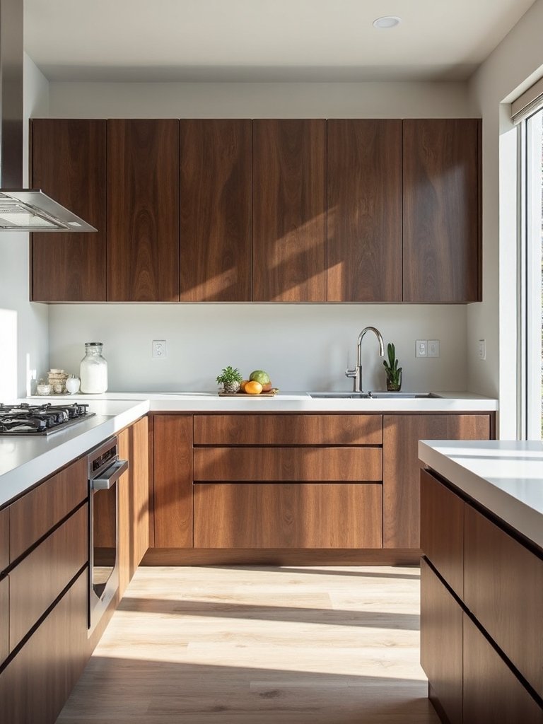 minimalist walnut cabinets elegant contrasts