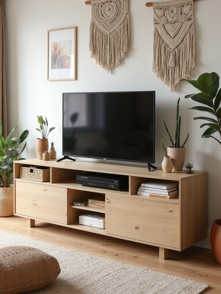 modern beige storage tv stand