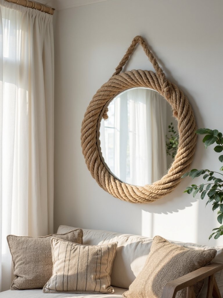 nautical inspired boho accent mirror