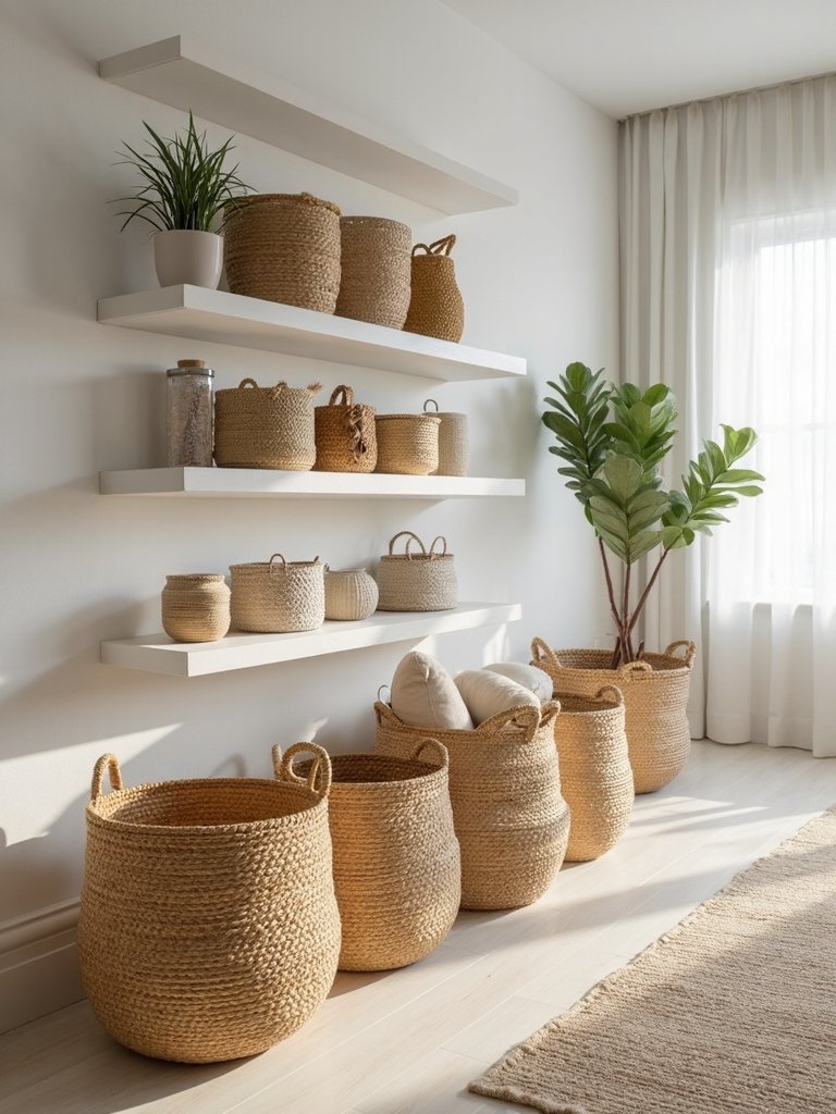 organized living boho baskets