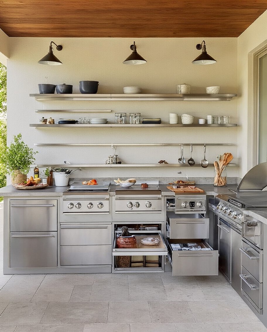 organized storage heavy streamlined outdoor cooking