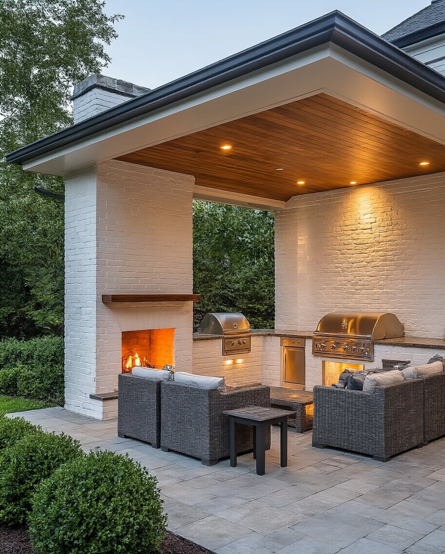 outdoor patio entertainment fireplace anchor