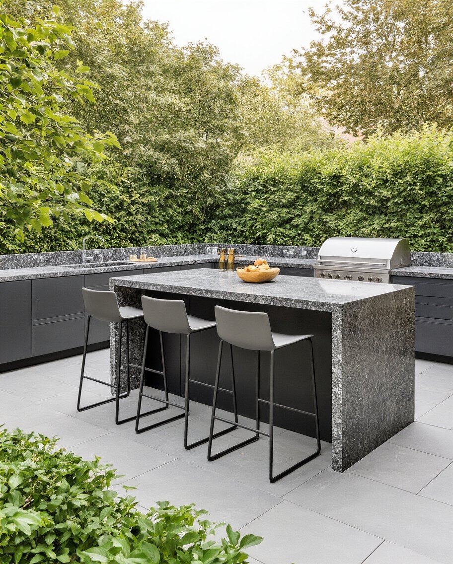 overhanging countertop for outdoor entertaining