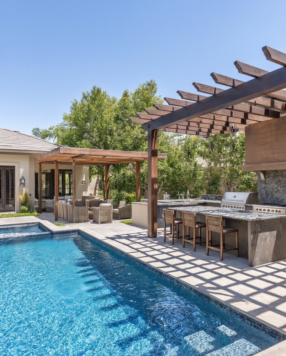 poolside outdoor culinary retreat