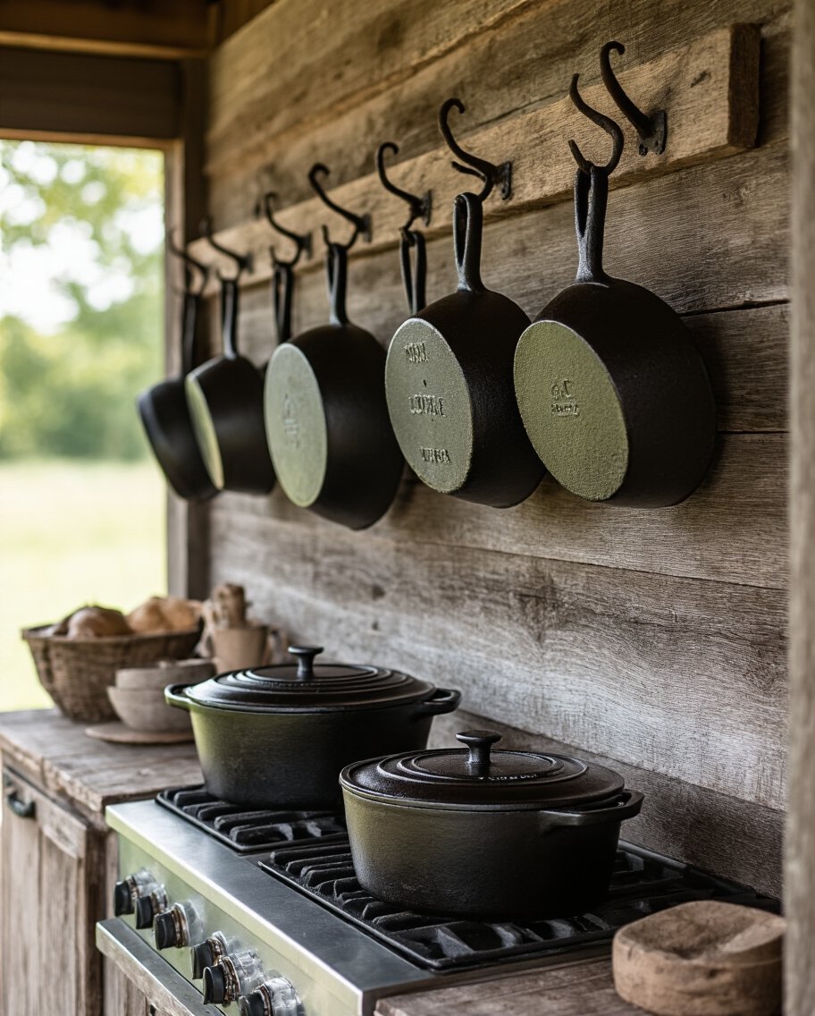 rustic cast iron kitchen display