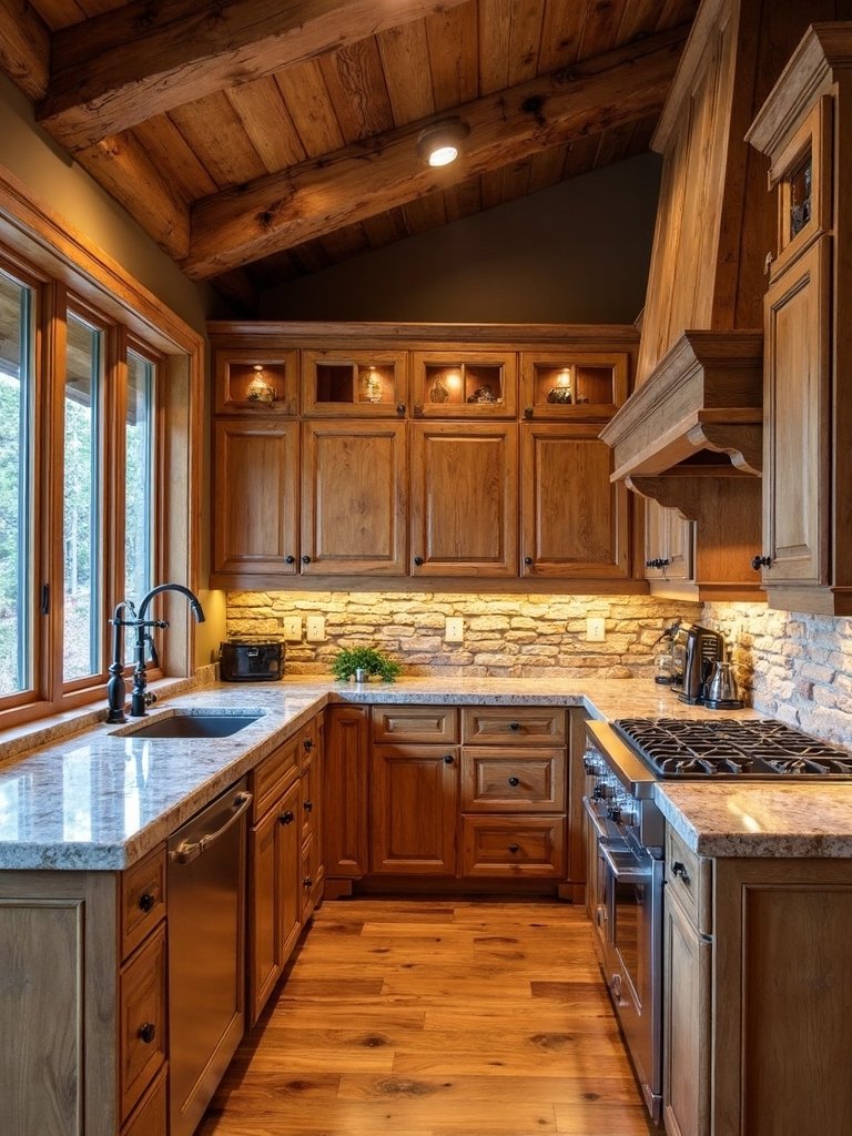 rustic charming mountain inspired kitchen cabinets