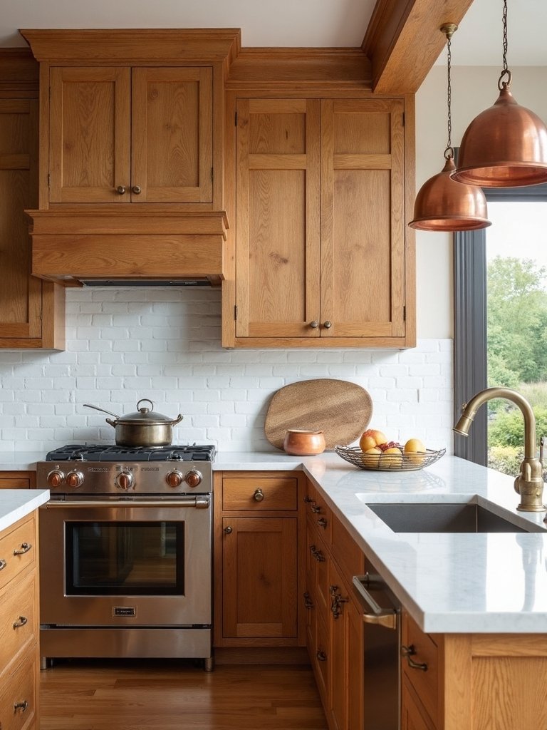 rustic elegance with warm wood and copper