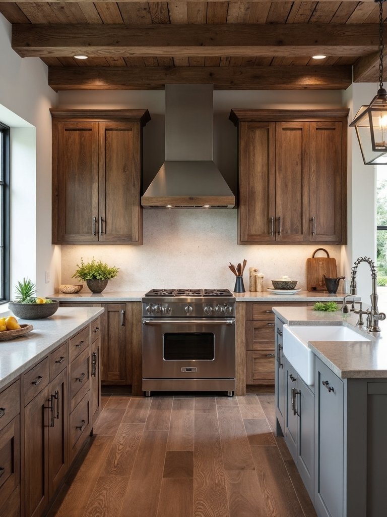 rustic farmhouse charm of weathered walnut