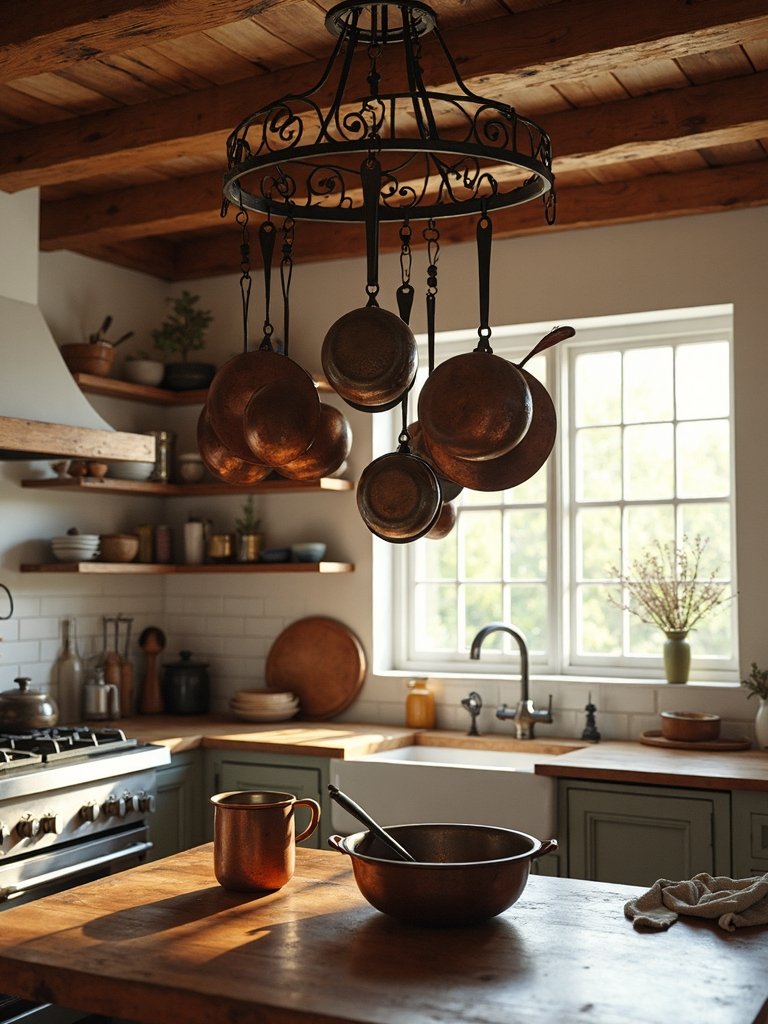 rustic farmhouse hanging pot storage