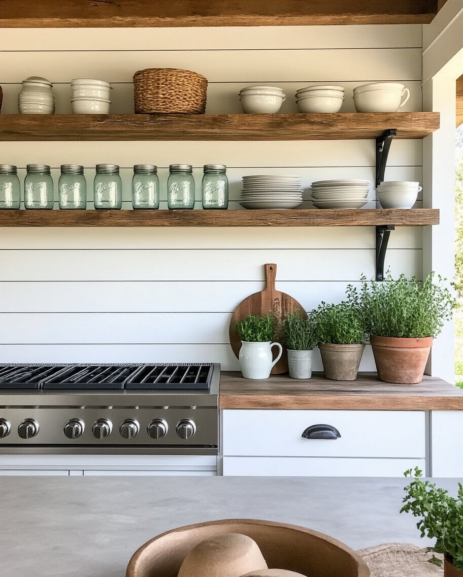 rustic farmhouse shelving display