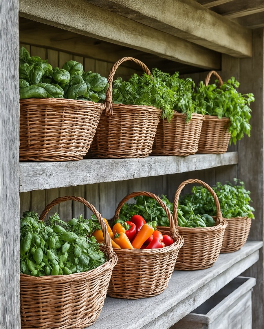 rustic farmhouse storage organizes charming space