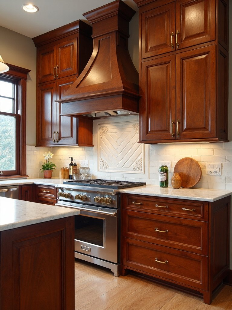 rustic hickory cabinets with custom stain
