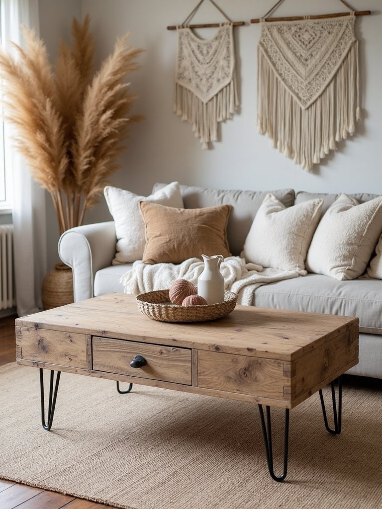 rustic industrial bohemian coffee table