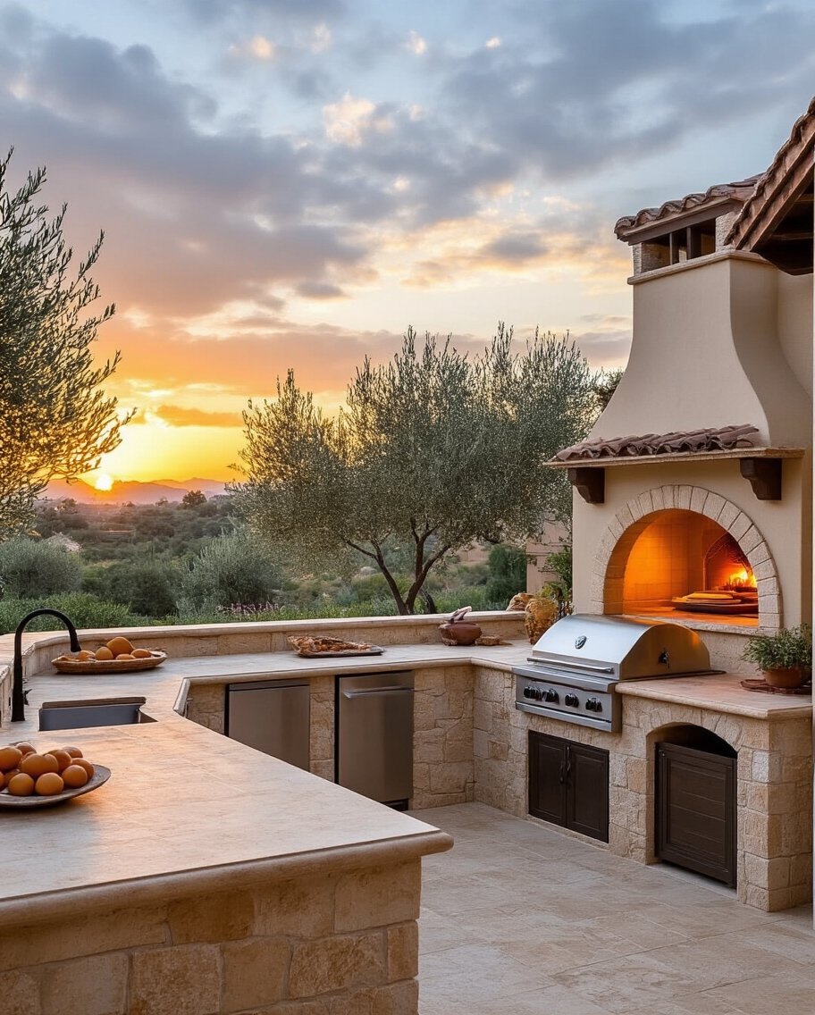 rustic mediterranean outdoor kitchen elegance