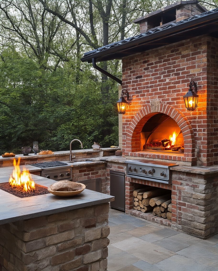 rustic outdoor brick oven retreat