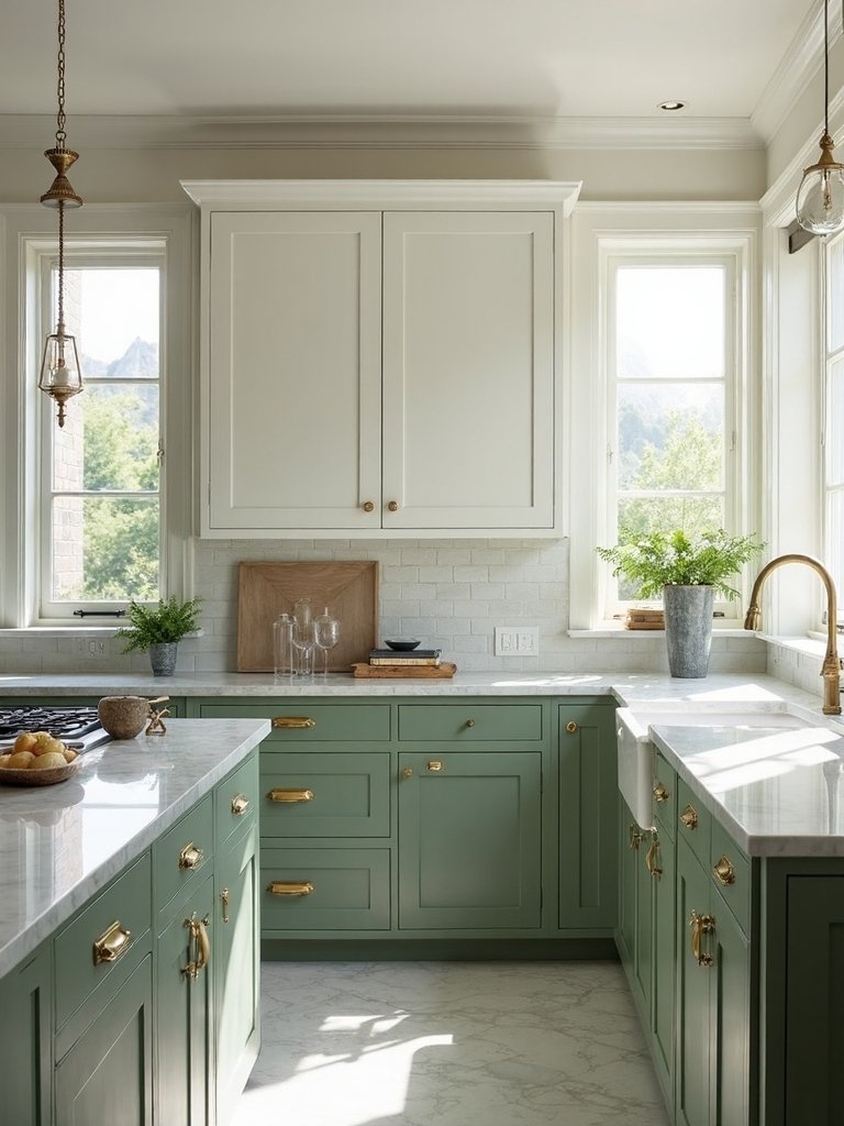 sage green base cabinet transformation