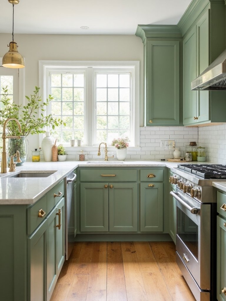 sage green kitchen cabinet designs