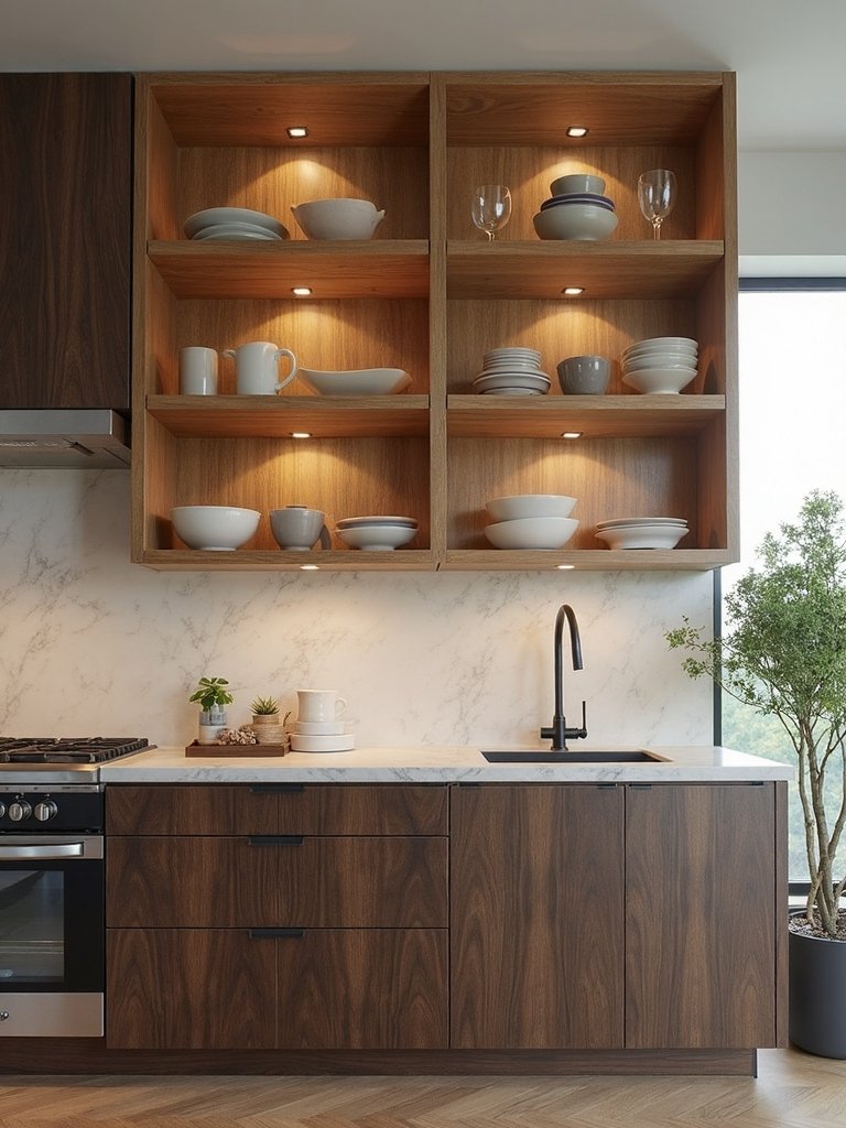 sophisticated blend of wood finishes