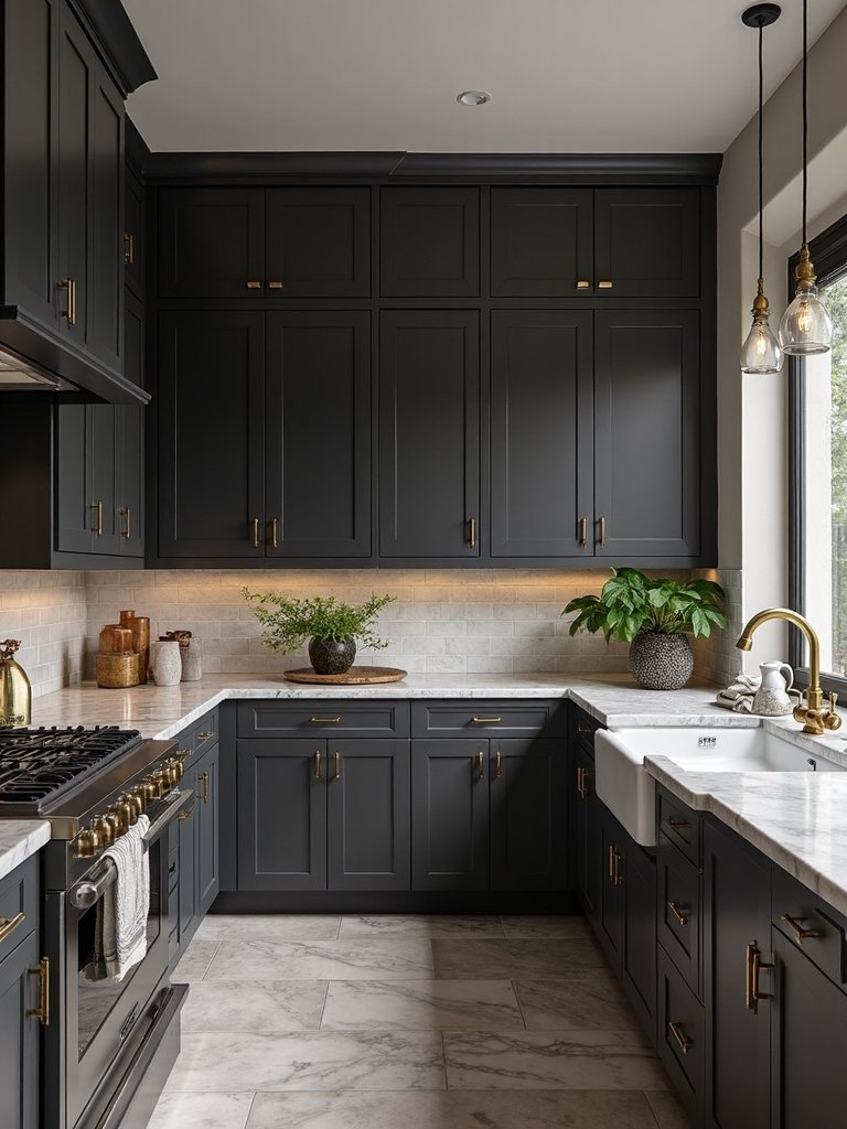 sophisticated dramatic luxurious timeless kitchen