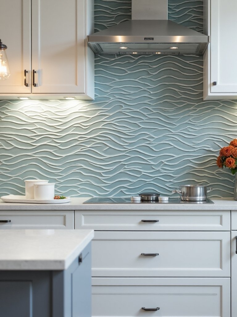 sophisticated kitchen wave pattern design