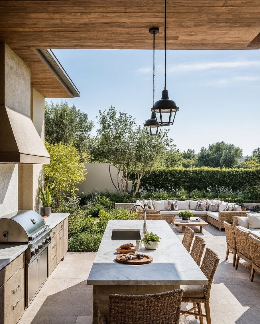 sophisticated outdoor kitchen entertainment hub