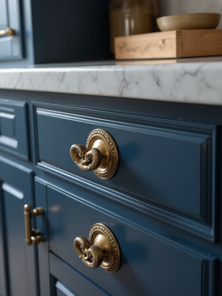 sophisticated timeless navy blue kitchen