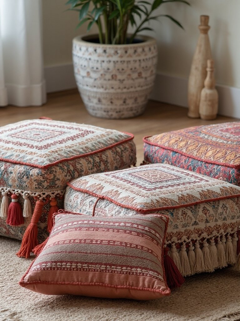 striking geometric versatile earthy toned ottomans