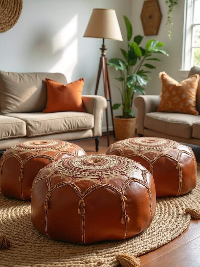 timeless artisanal leather poufs