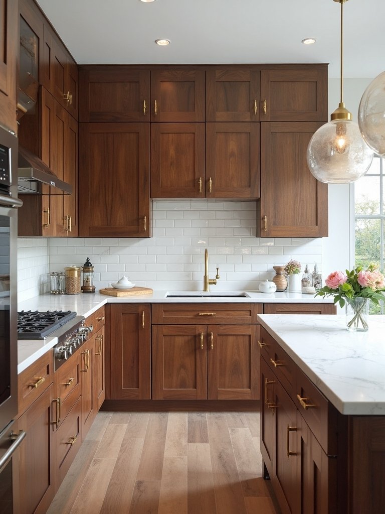 timeless elegant wood white kitchen pairing