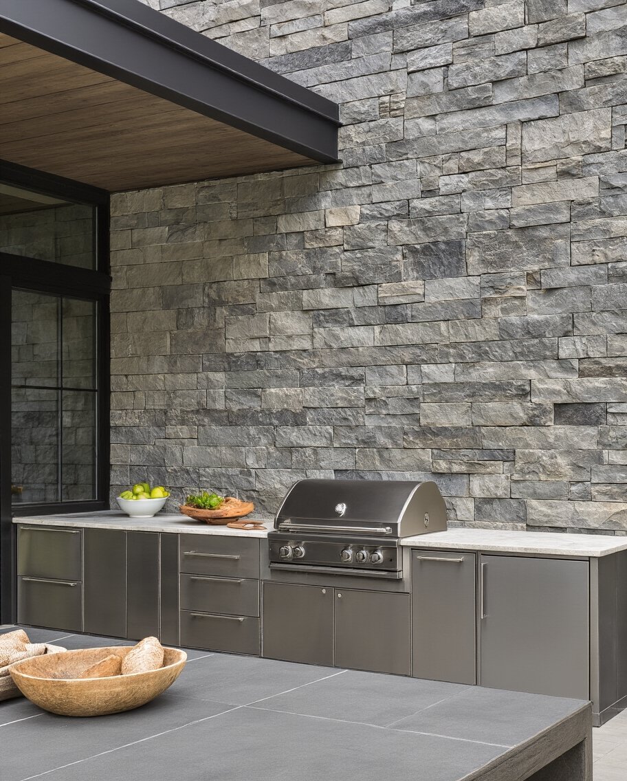 transformative textured ashlar stone centerpiece