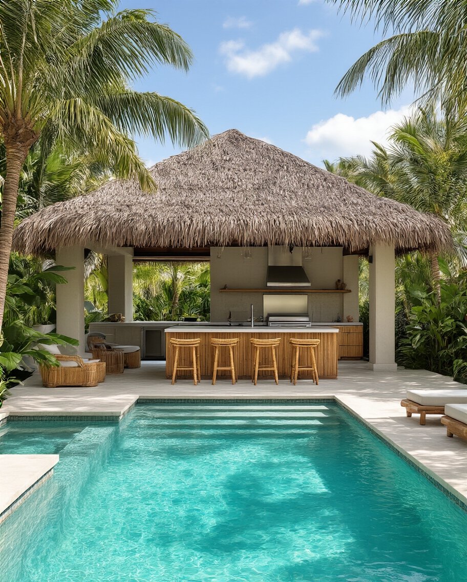 tropical poolside cabana kitchen paradise