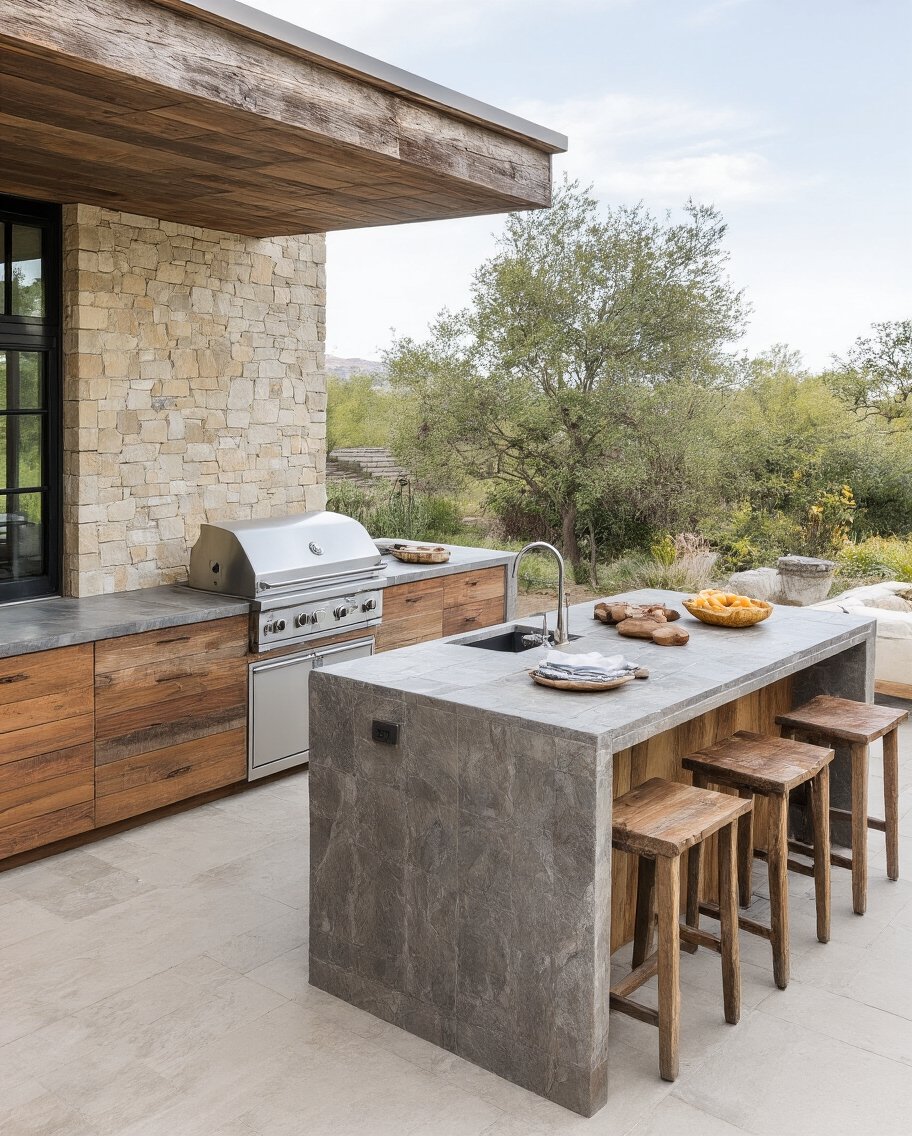 unique mixed material outdoor countertops