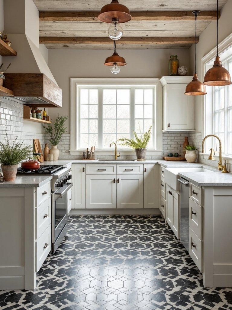 vintage farmhouse patterned tile transformative focal point