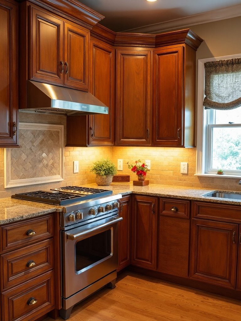 warm inviting alder cabinets with glaze