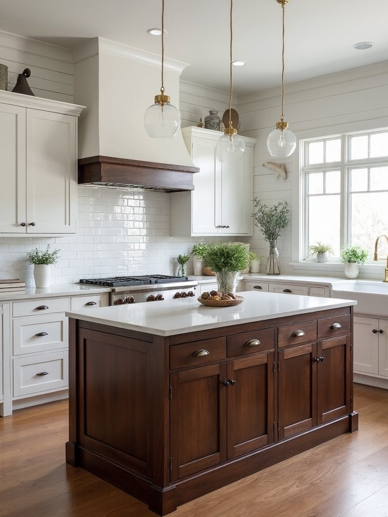 warm walnut farmhouse chic kitchen